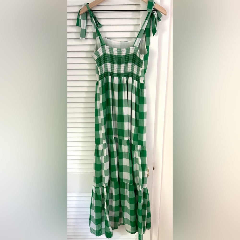 Stradivarius ASOS gingham green check maxi dress with tie strap - Picture 7 of 9